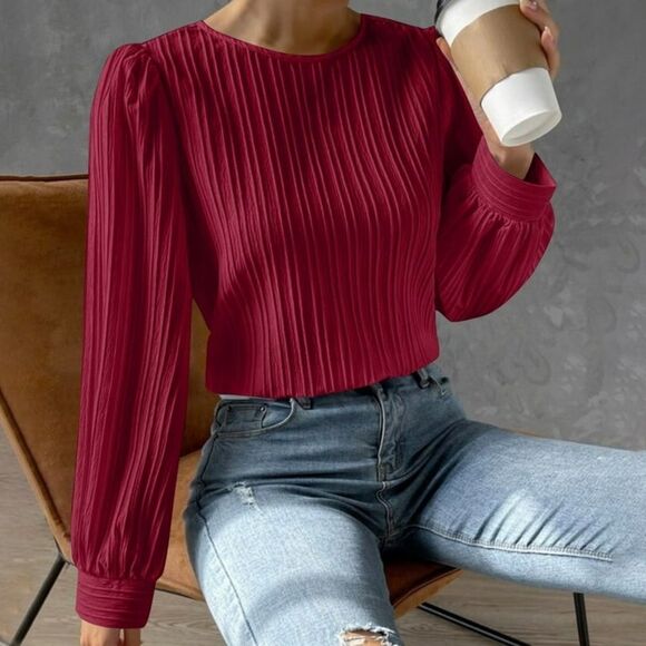 Women’s  Elegant Burgundy Blouse Size XL - Picture 2 of 10